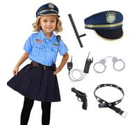 Trrymbbe Costume de police de police pour les enfants pour filles Uniforme Jupe Set Cop Uniforme avec jouet accessoire costume cosplay tenue habillée d'Halloween pour les enfants spolice