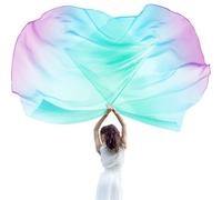 Trrymbbe Culte Flags 1 Paire 55 Pouces de la Taille Moyenne Plain de Danse Drapeaux avec bâton culte en Polyester léger pour l'église Danse, réunion Sportive, Bleu + Vert + Violet