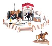 Trrymbbe Horse Garn Playset Live Live Liftor Horse Stable Playset Comprend Une Douche, Un Berceau, Une clôture et Plus de Grange de Jouets développement éducatif, Toddler Gifts Toys