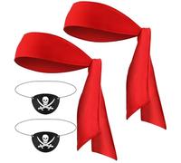 Trrymbbe Le costume de pirate de 4pcs comprend 2PCS 39x2 Pirate Bandana et 2pcs Skull Eye Patch, accessoires drôles pour Halloween Masquerade Cosplay Party Costume