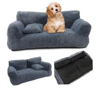 Trrymbbe Lit de Chien, 45 * 38 * 22cm canapé Animal de Compagnie rectangulaire en Peluche Douce, lit pour Animaux Compagnie Amovible et Lavable avec Bords surélevé