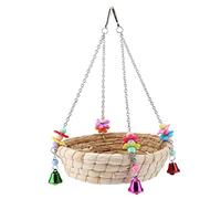 Trrymbbe Nid d'oiseau tissé en Paille, lit Suspendu pour Perroquet, Grand Jouet balançoire avec Accessoires de Cage à Cloche