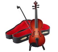 Trrymbbe Petit Violon Miniature en Tilleul de 7, 6 cm avec étui en Cuir et Support, Instrument de Musique pour Enfants, Cadeaux pour Enseignants, Accessoire Maison poupée