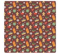 Trrymbbe Tapis de Mahjong de Noël, 31, 5 x 31, 5 Pouces Tapis Mahjong carré en Peluche avec Un délicieux Bonhomme en Pain d'épices présente Un Motif Vacances, Cadeaux Noël pour Hommes et Femmes