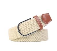TRRYUIP Ceinture Toile Ceinture décontractée en toile tissée élastique tressée for homme et femme, avec boucle ardillon, 107/120/130 cm(3.3cmX130cm,Beige)