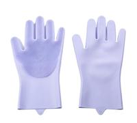 TRRYUIP Gant Nettoyage 2Pcs Dishwashing Gloves For Household Chores Kitchen Silicone Rubber Faux Leather Washing Clothes(PURPLE)