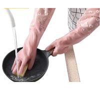 TRRYUIP Gant Nettoyage 2PCS Fleece Lined Extended Cuff Dishwashing Gloves Rubber Thermal Insulation Kitchen Household Cleaning(Color3)