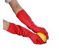 TRRYUIP Gant Nettoyage Red Gloves Washing Dishes Cleaning Waterproof Rubber Sleeve Latex Long Kitchen Tools(M)