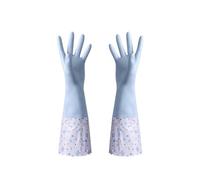 TRRYUIP Gant Nettoyage Rubber Dish Washing Gloves Velvet Elastic Cuffs Housework Long Sleeve Waterproof Winter Cleaning Kitchen(Blue-C)