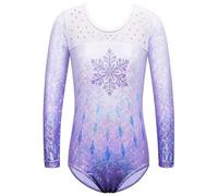 TRRYUIP Justaucorps Gymnastique Fille Justaucorps Patchwork en à Manches Longues for Filles Tout-Petits Enfants Diamant Combinaison de Gymnastique Body Adolescents vêtements(B270 Lightpurple,12A)