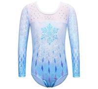 TRRYUIP Justaucorps Gymnastique Fille Justaucorps Patchwork en à Manches Longues for Filles Tout-Petits Enfants Diamant Combinaison de Gymnastique Body Adolescents vêtements(B270 LightBlue,6A)