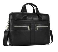 TRRYUIP Porte Document Homme Sacoche d'affaires souple en cuir véritable for homme, sac à main for ordinateur portable 14 pouces, bandoulière for documents A4, fourre-tout de travail(Design2-balck)