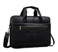 TRRYUIP Porte Document Homme Sacoche d'affaires souple en cuir véritable for homme, sac à main for ordinateur portable 14 pouces, bandoulière for documents A4, fourre-tout de travail(Design3-balck)
