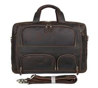 TRRYUIP Porte Document Homme Sacoche for ordinateur portable 17,3 pouces en cuir véritable, sac fourre-tout de voyage d'affaires, sacs à main for hommes, mallette(Design 1(44cm))