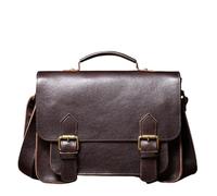 TRRYUIP Porte Document Homme Sacs messager rétro en cuir véritable for hommes et femmes, sac à bandoulière de vache naturel, main décontracté luxe Cambridge(Dark Brown)