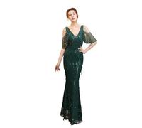TRRYUIP Robe a Frange Robe De Soirée avec Gland Perle FI Queue Conception for Les Femmes Sexy Taille Moyenne Fermeture Éclair SLE Coton Polyester Mélange Longue(Green (18135),S)