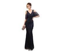 TRRYUIP Robe a Frange Robe De Soirée avec Gland Perle FI Queue Conception for Les Femmes Sexy Taille Moyenne Fermeture Éclair SLE Coton Polyester Mélange Longue(Color1,M)
