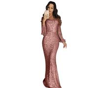 TRRYUIP Robe a Frange Robe de soirée Longue à Franges, Sexy, Amincissante, Taille Haute, Queue FI, Ligne U Ne(Pink,M)