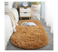 TRRYUIP Tapis Tapis Ovale en Peluche Doux et Soyeux, décoration Moderne for la Maison, Salon, canapé, Table Basse(Khaki,160x230CM)
