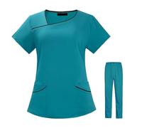 TRRYUIP Tenue Infirmiere Professionnelle Robes chirurgicales à Manches Courtes séchage Rapide for Femmes, Robes d'infirmière buccale, Uniformes chirurgicaux d'hôpital Multicolores(Blue1,XX-Large)