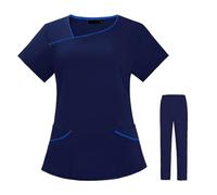 TRRYUIP Tenue Infirmiere Professionnelle Robes chirurgicales à Manches Courtes séchage Rapide for Femmes, Robes d'infirmière buccale, Uniformes chirurgicaux d'hôpital Multicolores(Blue,L)