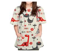 TRRYUIP Tenue Infirmiere Professionnelle Uniforme Chirurgical for Femme, Uniforme imprimé, col en v, Manches Courtes, Blouses chirurgicales for Femmes(Color7,XX-Large)