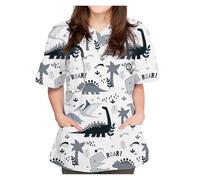 TRRYUIP Tenue Infirmiere Professionnelle Uniforme Chirurgical for Femme, Uniforme imprimé, col en v, Manches Courtes, Blouses chirurgicales for Femmes(Color6,4XL)