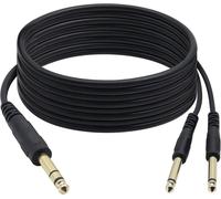 TRS 6.35 mm à 2 TS 6.35 mm Audio Dorure Câble TRS 1/4 mâle à Double TS 1/4 stéréo Y Splitter Mono Adaptateur Câble, 1,5m/4.9ft