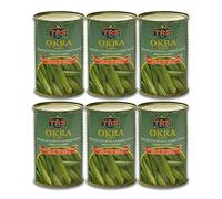TRS Okra Lot de 6 (400 g par sachet) - Courgettes indiennes fraîches, précuites et assaisonnées avec du sel et de l'acide citrique - Idéal pour des plats sains et exotiques