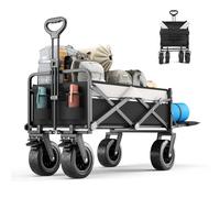 Trsaow 120L Chariot de Jardin sur Roues avec poignée réglable Chariot Pliant 100 kg Chariots Plage Camping en Plein air Plage de Pique-Nique Chariots de Transport Pliable