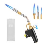 Trsaow Chalumeau MAPP au Propane, Torche à Gaz avec 3 Buses Heavy Duty CGA600 MAP/Propane Certifié TUV pour Soudage et Barbecue Flamme Réglable Verrouillage de Sécurité