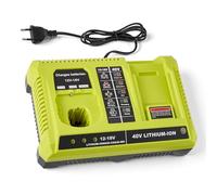 Trsaow Chargeur Rapide Double Port Compatible avec Les Batteries Ryobi 18 V et 40 V, Charge simultanée avec indicateurs LED, Protection Contre la surchauffe et Fixation Murale.