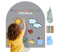 Trsaow Tableau magnétique pour Enfants,Mural arqué Autocollant avec Couleurs Pastel et craies pour Filles et garçons. Comprend 6 craies Un Porte-Craie magnétique et Un Chiffon de Nettoyage - Gris