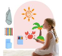 Trsaow Tableau magnétique pour Enfants,Mural arqué Autocollant avec Couleurs Pastel et craies pour Filles et garçons. Comprend 6 craies Un Porte-Craie magnétique et Un Chiffon de Nettoyage - Rose