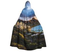 TRSGKSQP Cape à capuche Hawaï Skyline avec tête de diamant et volcan pour adultes - Cape à capuche longue pour déguisement de cosplay