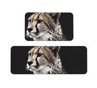 TRSGKSQP Cheetah Lot de 2 tapis de cuisine antidérapants et rembourrés, absorbants et lavables, pour évier à linge, 43 x 75 cm + 43 x 120 cm