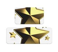 TRSGKSQP Gold Star Lot de 2 tapis de cuisine antidérapants et rembourrés, absorbants et lavables, pour évier à linge, 43 x 75 cm + 43 x 120 cm