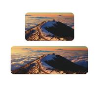TRSGKSQP Mauna Kea Summit Lot de 2 tapis de cuisine antidérapants et rembourrés absorbants et lavables pour évier de cuisine, 43 x 75 cm + 43 x 120 cm