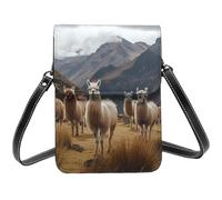 TRSGKSQP Petit sac à bandoulière en cuir pour femme - Sac à main pour téléphone portable - Portefeuille - Lamas dans les Andes - Sac pour téléphone portable