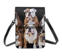 TRSGKSQP Petit sac à bandoulière en cuir pour femme - Sac à main pour téléphone portable, portefeuille, bouledogues anglais