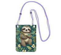TRSGKSQP Petit sac à bandoulière pour femme - Mini portefeuille pour téléphone portable - Adorable paresseux, violet, Taille unique