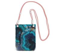 TRSGKSQP Petit sac à bandoulière pour femme - Mini portefeuille pour téléphone portable - Agate sarcelle, rose, Taille unique