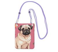 TRSGKSQP Petit sac à bandoulière pour femme - Mini portefeuille pour téléphone portable, carlin, pizza, téléphone portable, violet, Taille unique