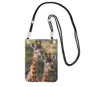 TRSGKSQP Petit sac à bandoulière pour femme - Mini portefeuille pour téléphone portable - Deux girafes, Noir , Taille unique