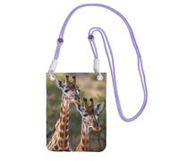 TRSGKSQP Petit sac à bandoulière pour femme - Mini portefeuille pour téléphone portable - Deux girafes, violet, Taille unique