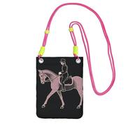 TRSGKSQP Petit sac à bandoulière pour femme - Mini portefeuille pour téléphone portable, dressage, cavalier, cheval, téléphone portable, Fuchsia, Taille unique