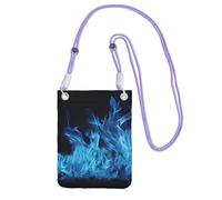 TRSGKSQP Petit sac à bandoulière pour femme - Mini portefeuille pour téléphone portable - Flamme bleue, violet, Taille unique