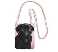 TRSGKSQP Petit sac à bandoulière pour femme - Mini portefeuille pour téléphone portable - Joli carlin noir, rose, Taille unique
