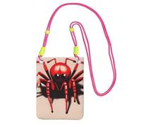 TRSGKSQP Petit sac à bandoulière pour femme - Mini portefeuille pour téléphone portable - Joli petit araignée rouge, Fuchsia, Taille unique
