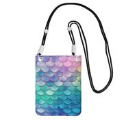 TRSGKSQP Petit sac à bandoulière pour femme - Mini portefeuille pour téléphone portable - Motif écailles de sirène - Dégradé de rêve, Noir , Taille unique